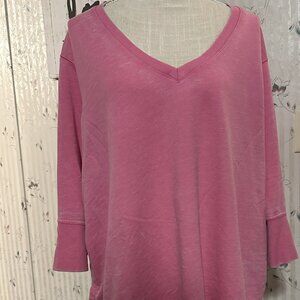 Jane & Delancey Top Womens Size 3X Pink Denim Stretch Long Sleeve Casual Basic